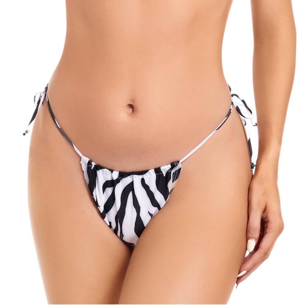 NEW REVYL & RAV alexia tan through high waisted bikini bottoms in zebra